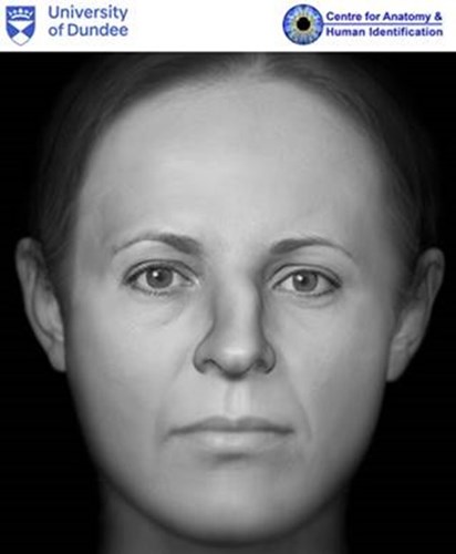 Facial reconstruction of skull found near Peterhead