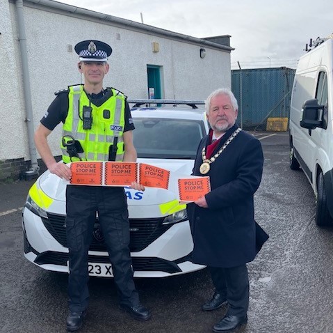 Pictured is Chief Inspector Ben Leathes, and Provost of East Lothian John MacMillan