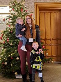 Hamish with mum, Lucy and brother, Harris