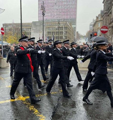 Police officers join Remembrance Sunday parade in Glasgow city centre